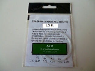 A&M 12ft Tapered leader 4X